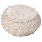 Laddha Home Designs 20" Tan and Gray Hand Knotted Round Pouf Ottoman